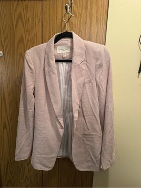 Harlow & Claire Blush Pink Textured Open-Front Blazer